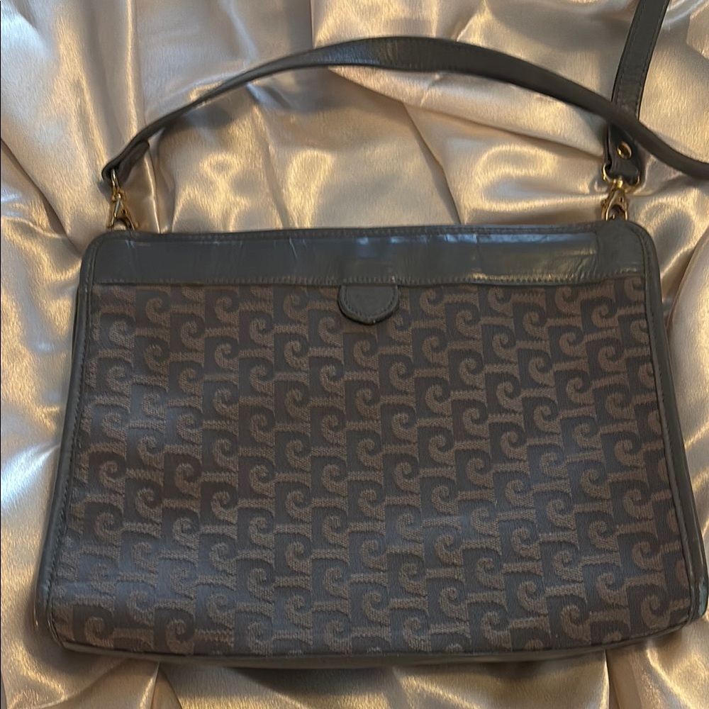 Vintage Pierre Cardin Gray Geometric Clutch/Shoulder Bag